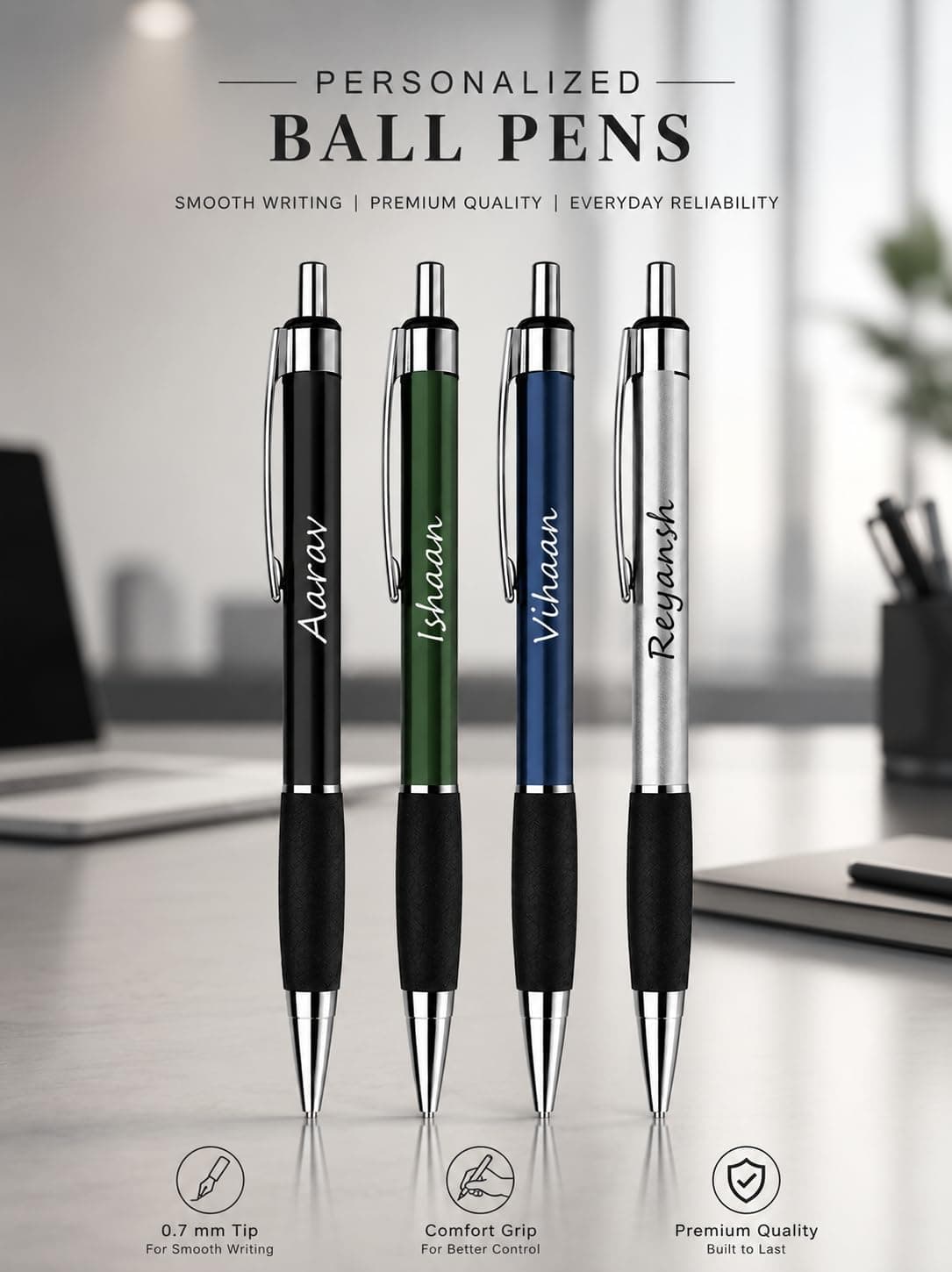 Personalized Premium Pen Gift Set of 5 – Custom Engraved Soft-Touch Ballpoint Pens with Name personalized storybook cover thumbnail
