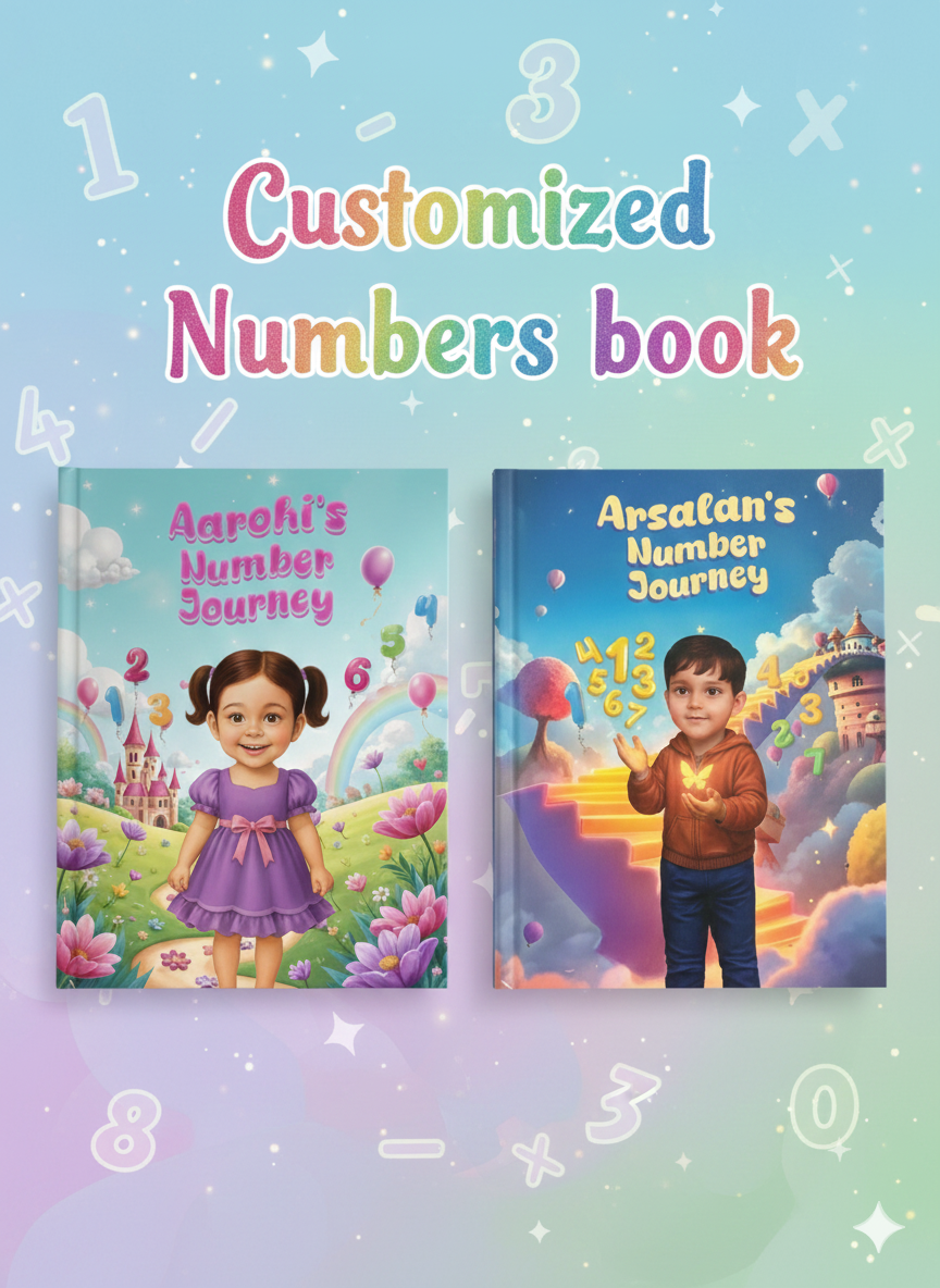 Personalised Kids Number Book 1–100 – Custom Name & Photo | 30 Pages | Premium Gloccy Non-Tearable Pages – personalised book for kids