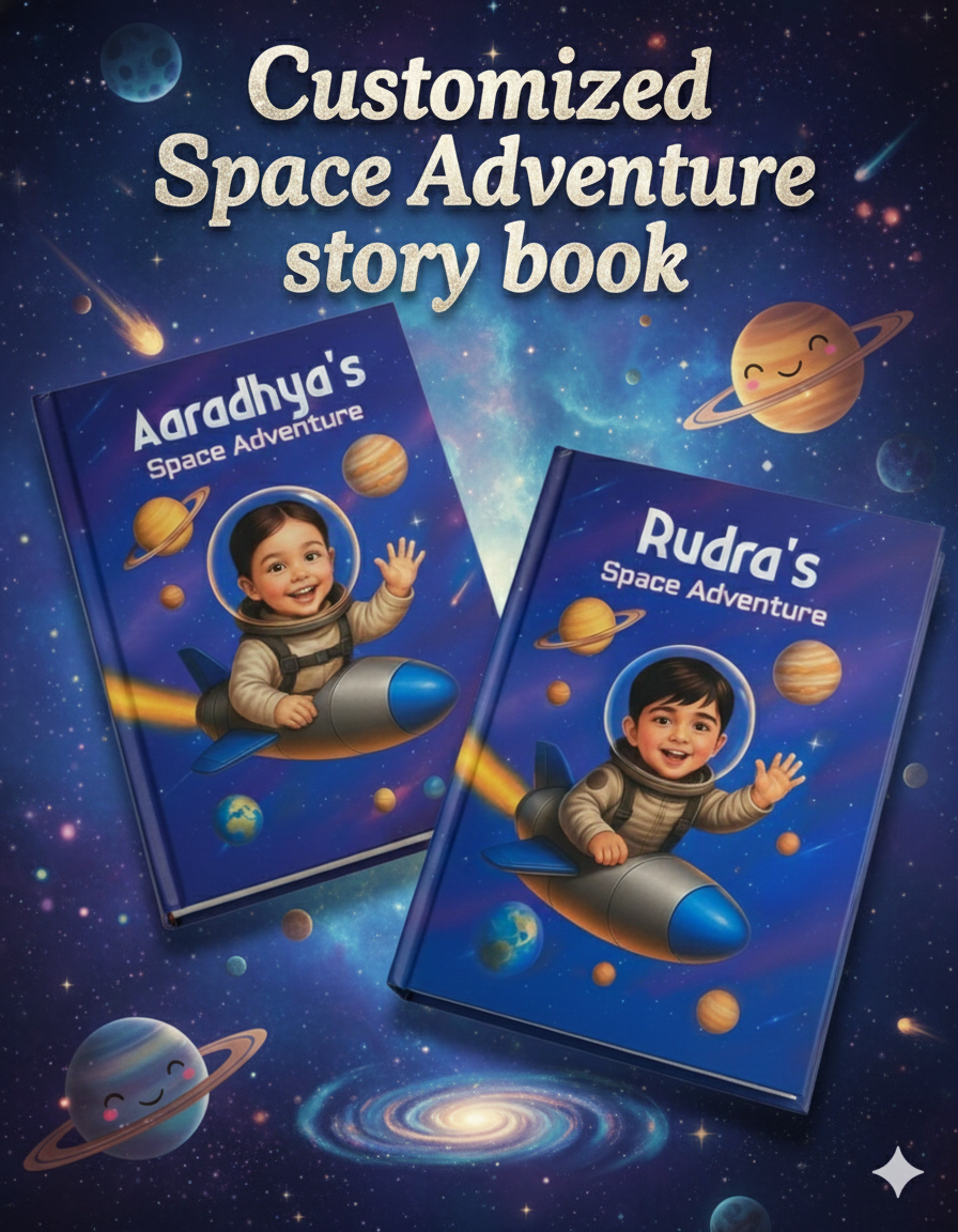 Personalised Space Adventure Story Book for Boys/Girls – Name & Photo Customised | Premium Hardcover Gift | Ages 2–12 Years – personalised book for kids