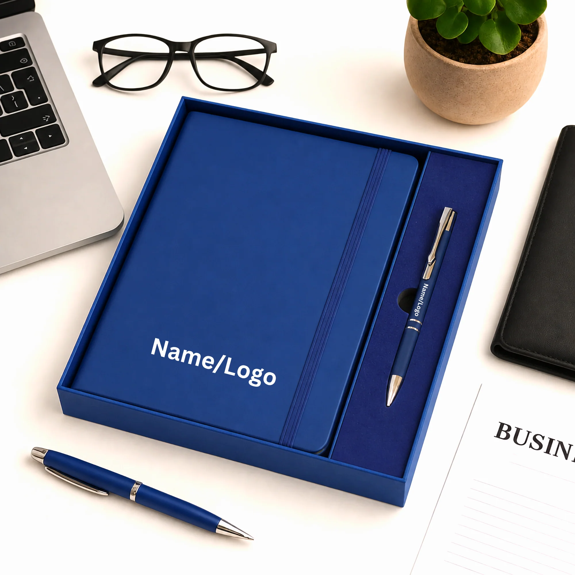 Personalised diary and metal pen combo corporate gift set in a premium box