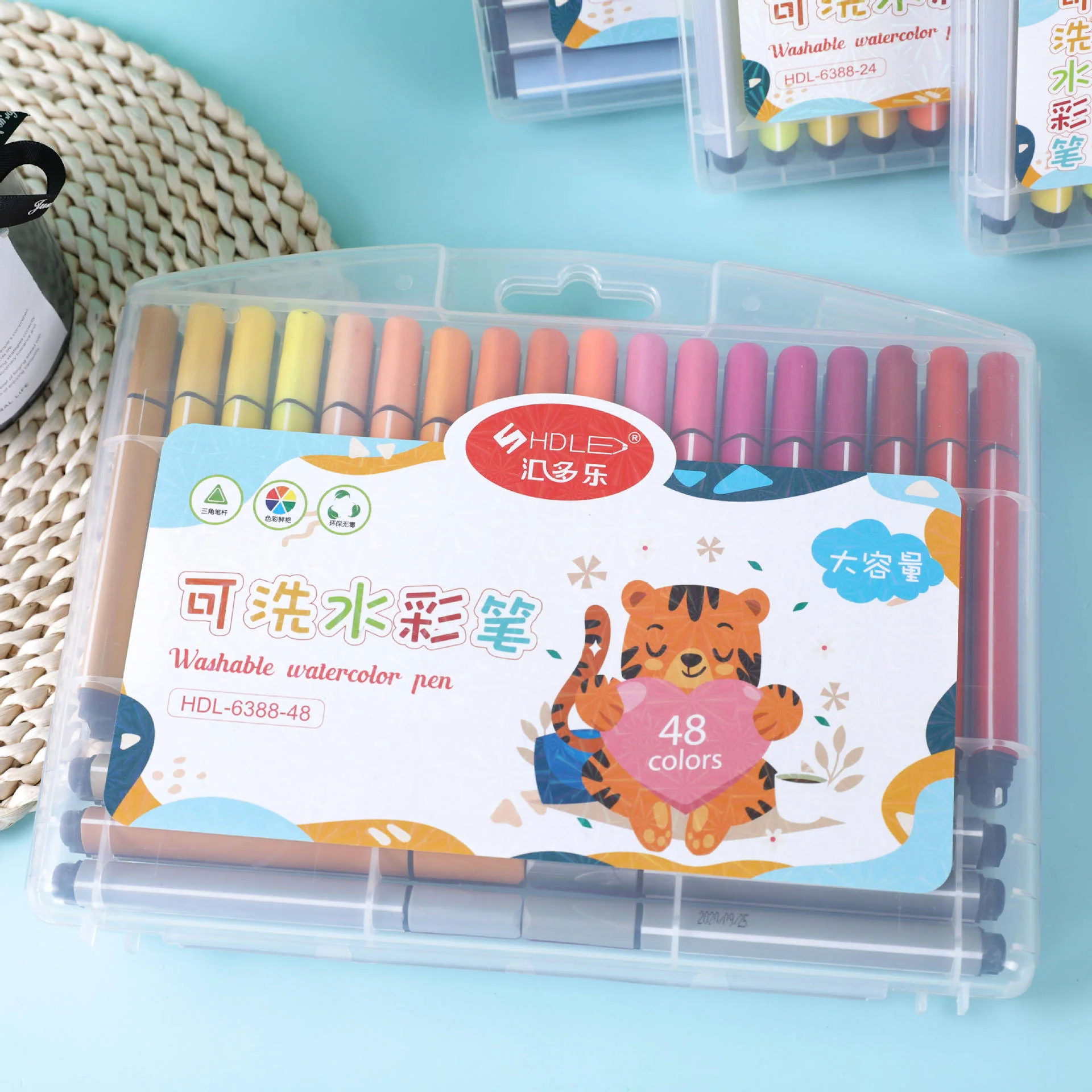 48 colour washable watercolour pen set for kids