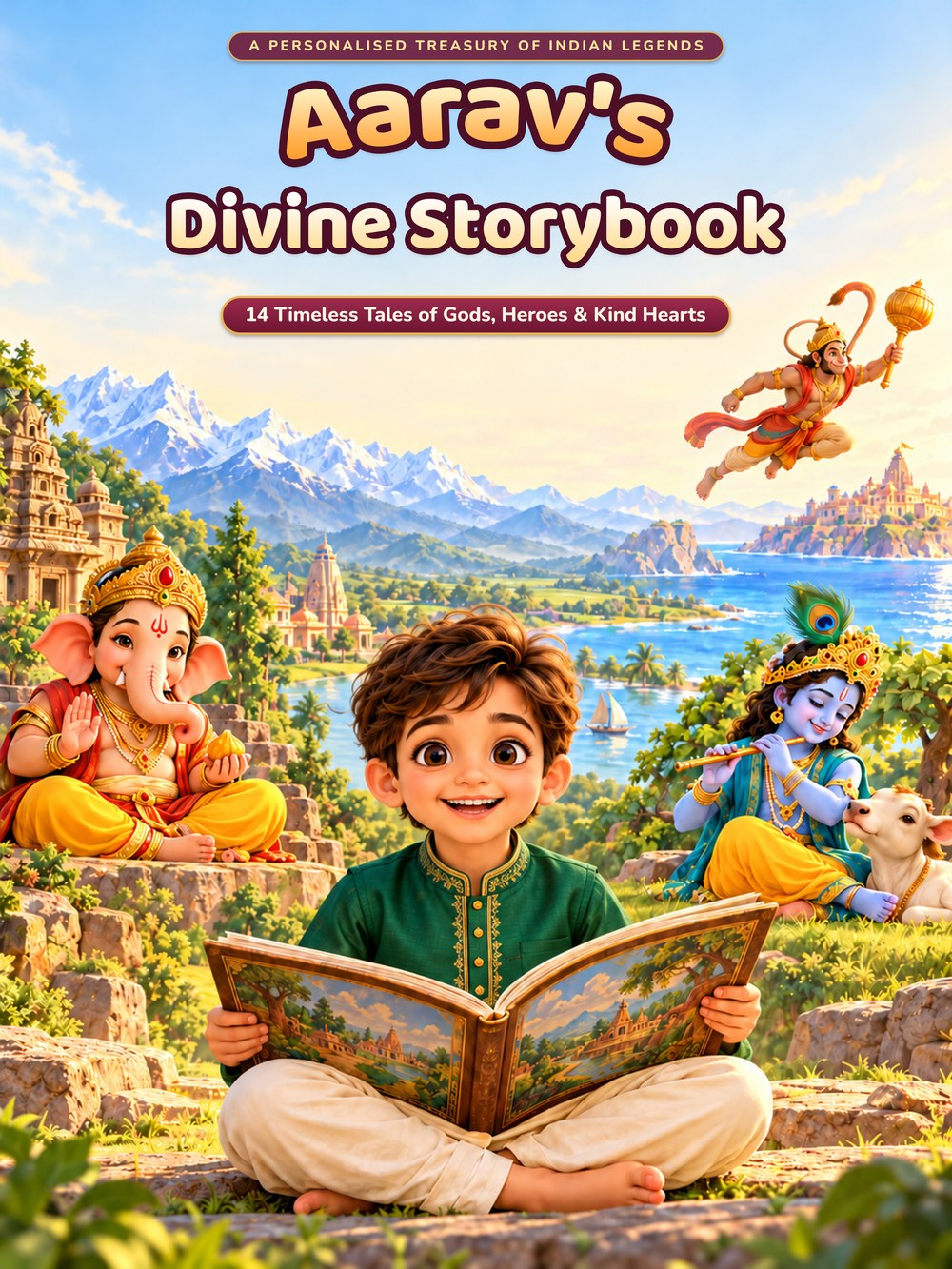 Cover of the personalised Divine Storybook for boys with the child's name and face